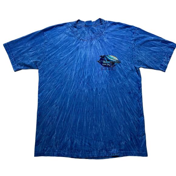 VTG Crazy Shirts Hawaii Maui Wale Men Sz Large Blue  Dolphins Tie Dye Y2K Retro - Picture 2 of 11